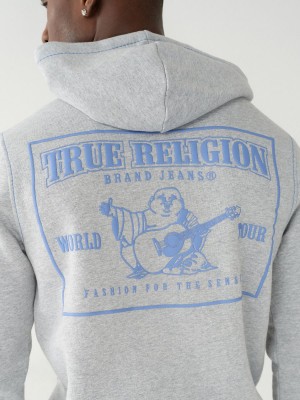 Sweat a Capuche True Religion Big T Zip Grise Bleu | DX3782956