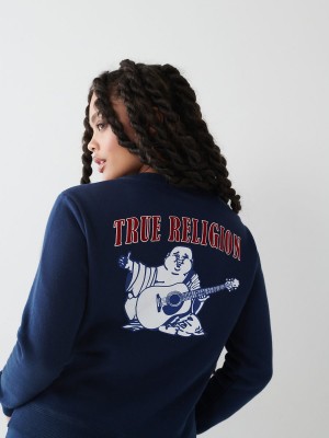 Sweatshirt True Religion Heritage Crewneck Navy/Sapphire | GH3590147