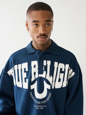 Sweatshirt True Religion Logo Rugby Navy/Sapphire | LT9752603