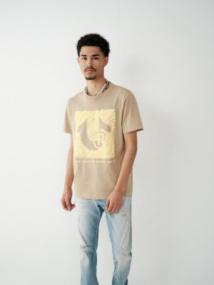 T Shirts True Religion Horseshoe Logo Beige | ST6395728