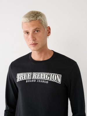 T Shirts True Religion Long Sleeve Logo Noir | YP8075913