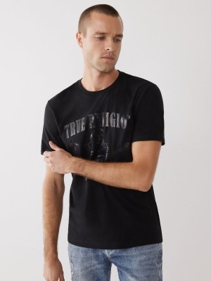 T Shirts True Religion Tonal Buddha Noir | BV2490573