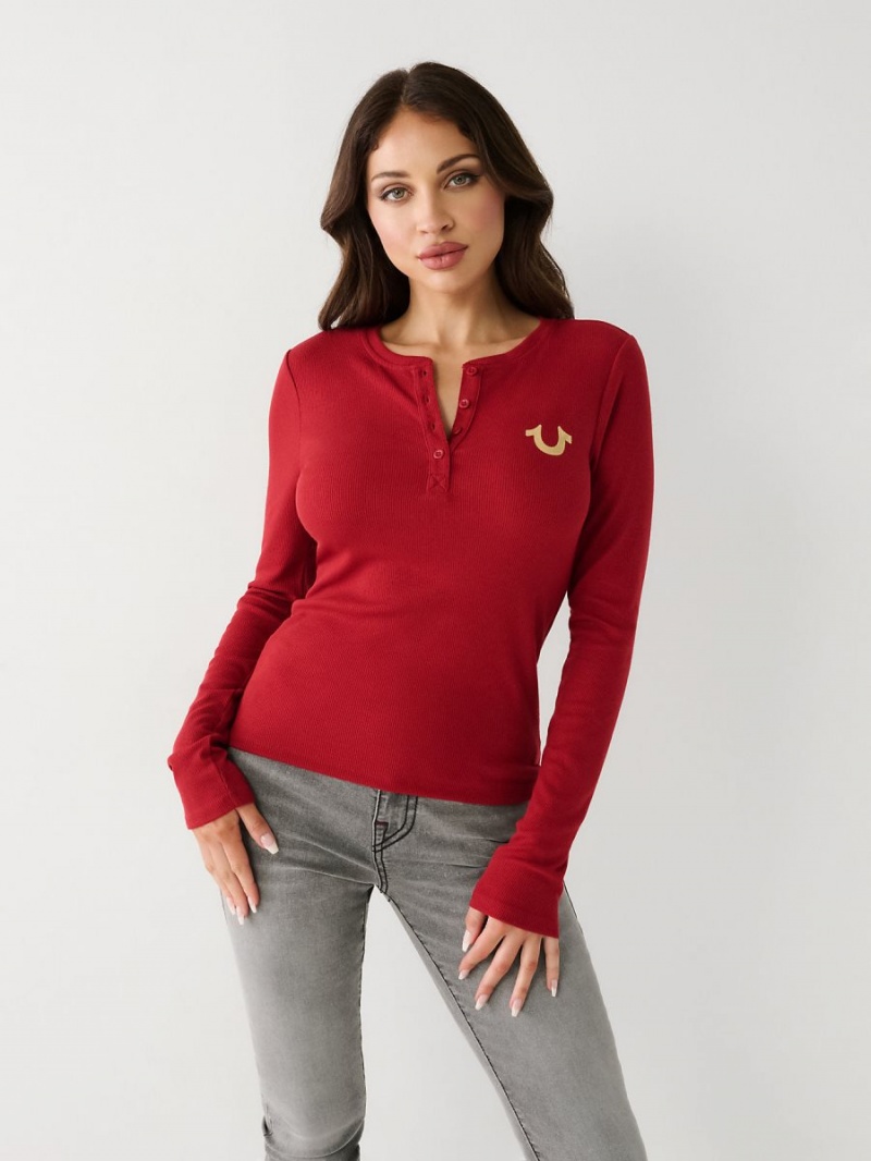 Chemises True Religion Henley Rouge | PH2359046