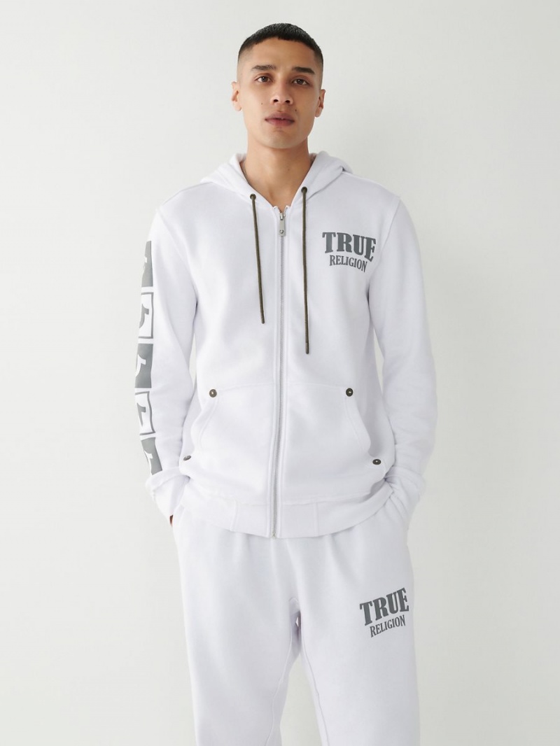 Sweat a Capuche True Religion Zip Blanche | DA7435968