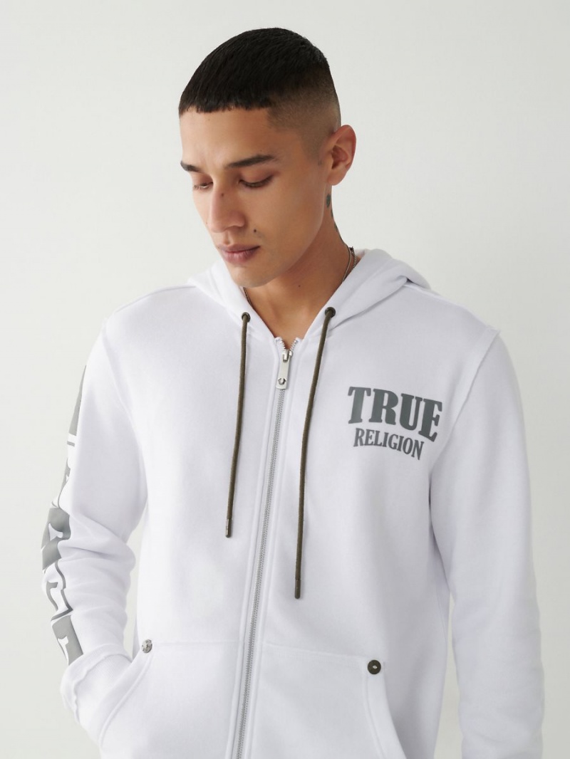 Sweat a Capuche True Religion Zip Blanche | DA7435968