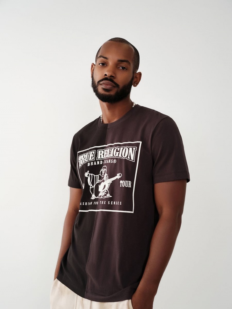 T Shirts True Religion Split Logo Noir | WO4513729