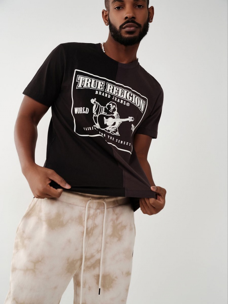 T Shirts True Religion Split Logo Noir | WO4513729